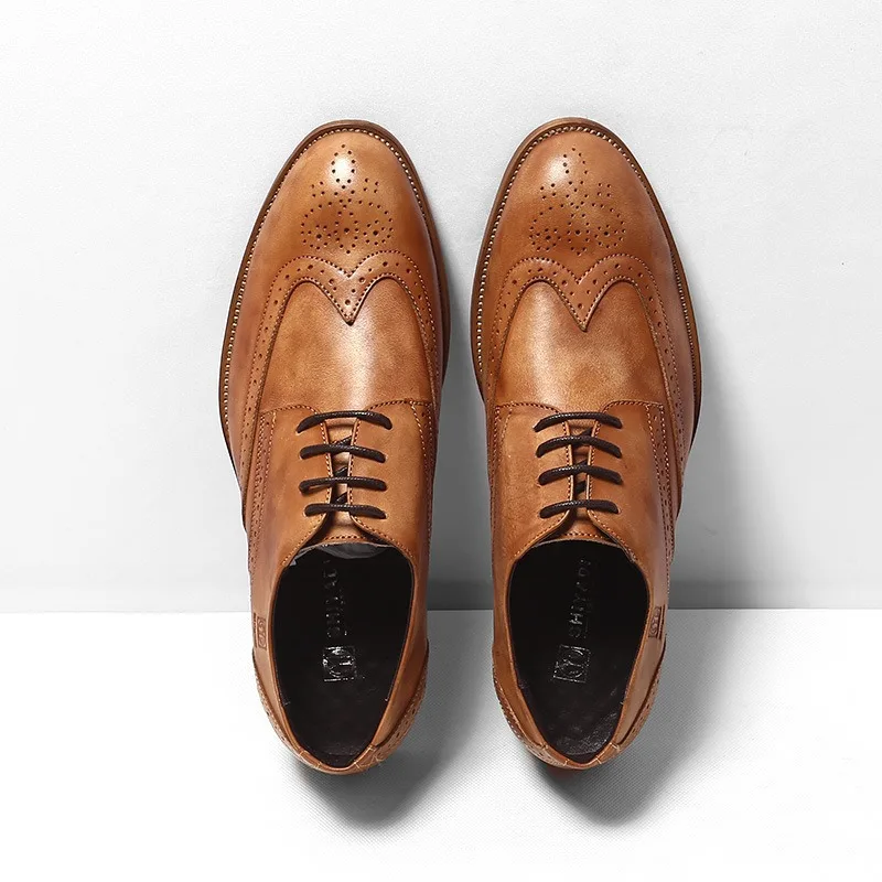 

Italian Mens Dress Shoes Luxury Handmade Quality Comfortable 2026 Autumn Elegant Retro Brogues Wedding Social Shoes Man Size 44
