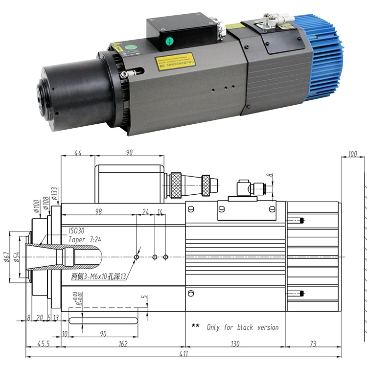 Cnc Spindle Motor  ATC 4.5KW HSK ISO30 BT30 Automatic Tool Changing Spindle Motor with 12000rpm