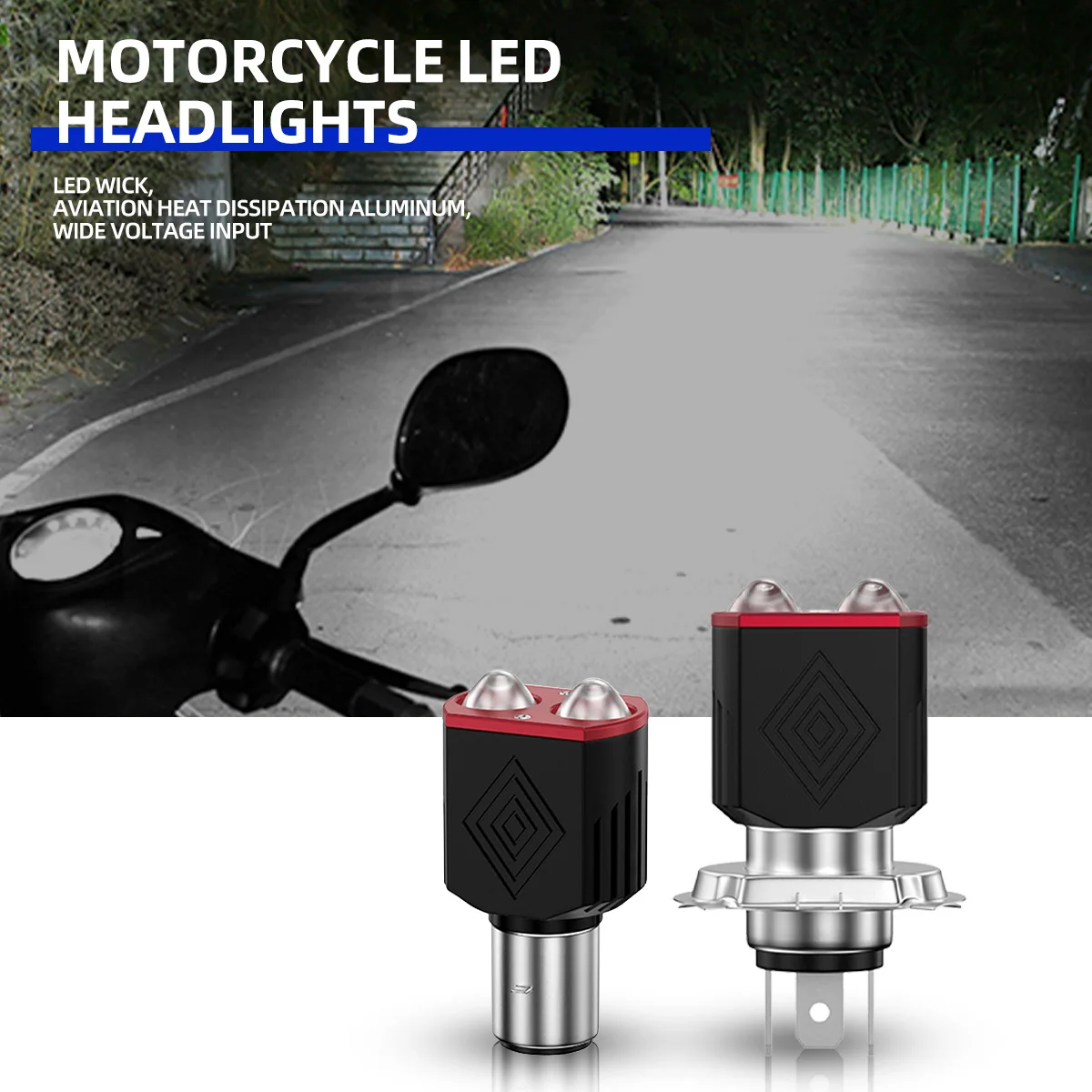 H4 BA20D LED Bulbs Motorcycle LED Headlights Dual Lens White Yellow High Low Beam LED Headlight Bulb Super Bright Driving Lamp