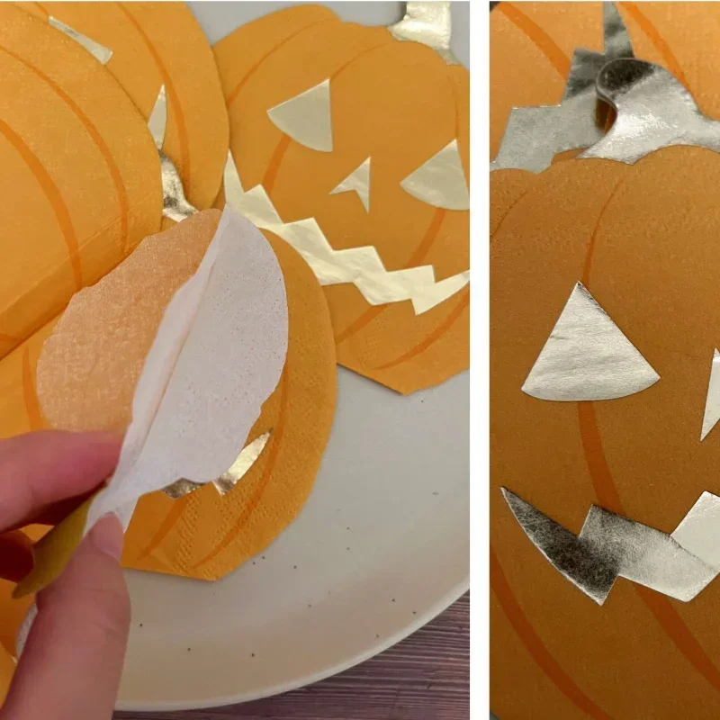 20pcs/Pac 2_Ply 25*25cm Halloween Pumpkin Shape Napkins Stamping Shaped Party Decoration Paper Placemats Wholesale Cheap