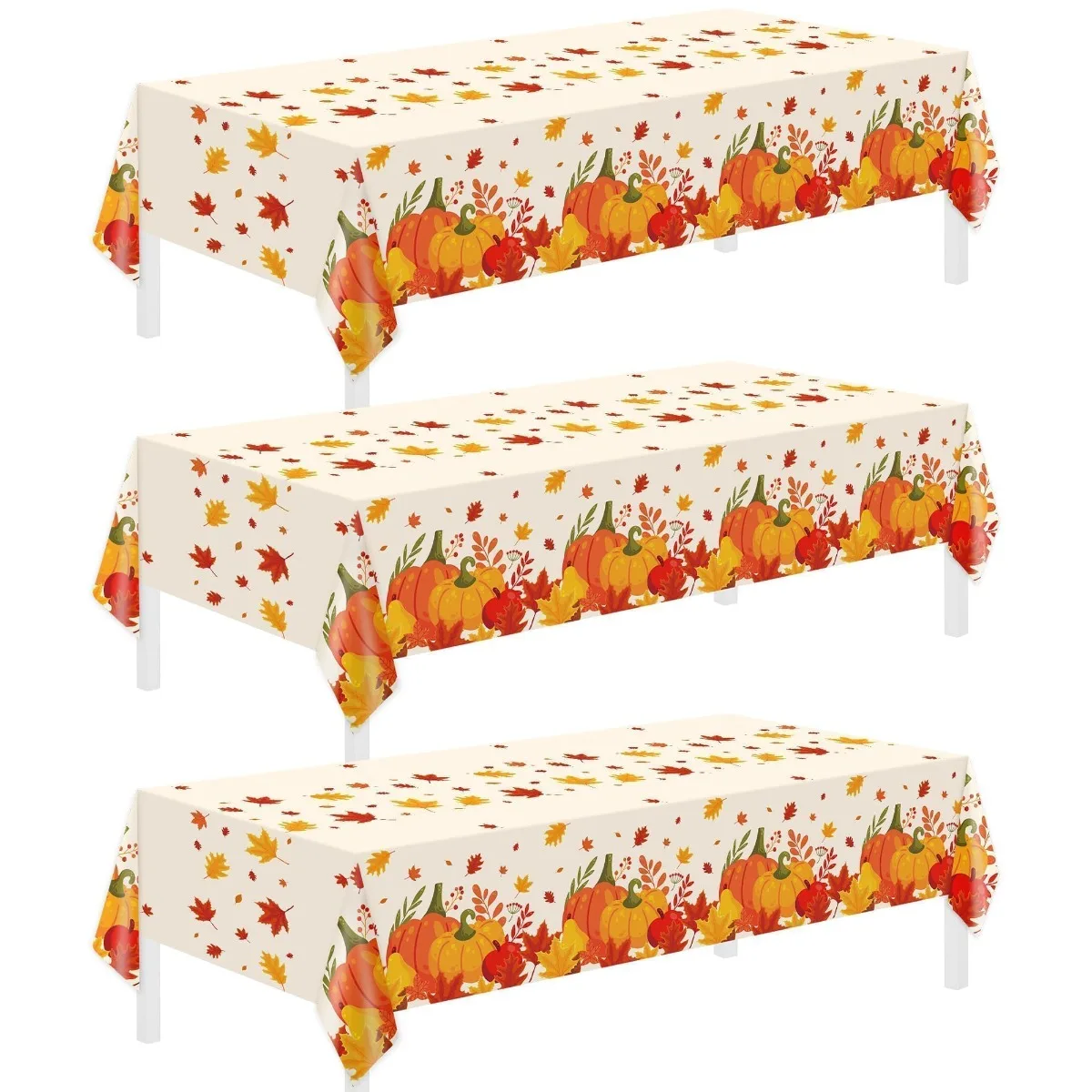 3pcs Thanksgiving Disposable Tablecloths Give Thanks Table Cloth for Rectangular Pumpkin Maple Tablecloth for Picnic Baby Shower