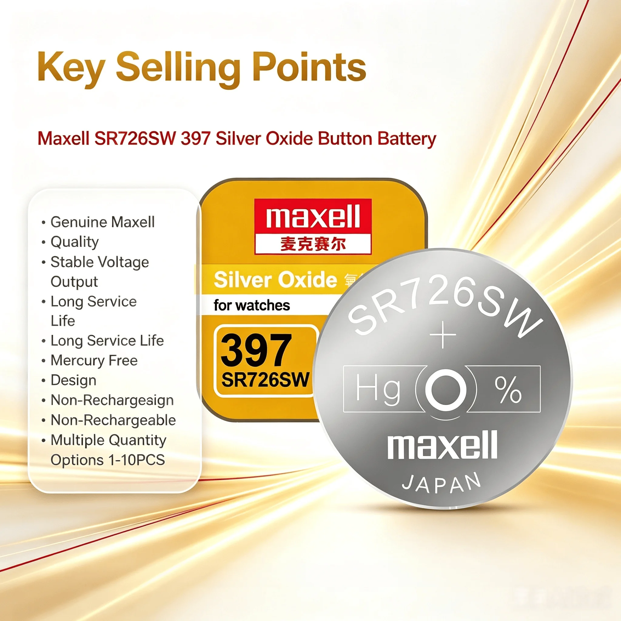1‑10PCS Maxell SR726SW 397 Silver Oxide Button Battery Non‑Rechargeable Long Service Life For Wrist Watch Toys Mini Gadgets view 4