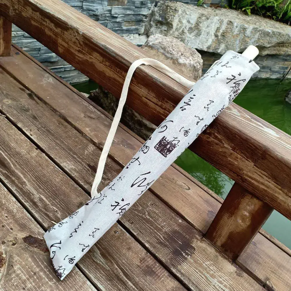 5Pcs Oil Paper Umbrella Bag Decorative Portable Umbrella Storage Pouch Dustproof Pollen Resistant Straight Handle Carrying Cover