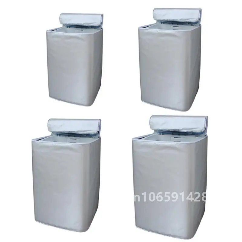 Washing Machine Cover Polyester Waterproof Top Load Laundry Dryer Cover Sunscreen Laundry Silver Coating Dustproof Cover