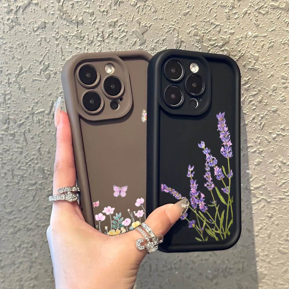 Мягкий чехол из ТПУ для телефона iPhone 11 12 13 14 15 Pro Max XR чехол с ангельским глазом SS55 противоударный чехол с маленькими свежими цветами бабочками