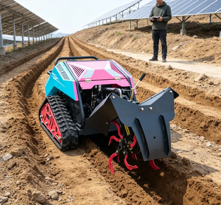 High Efficiency Remote Operation for Orchard and Greenhouse Flail Mowing and Tilling Remote Controlled Power Tiller