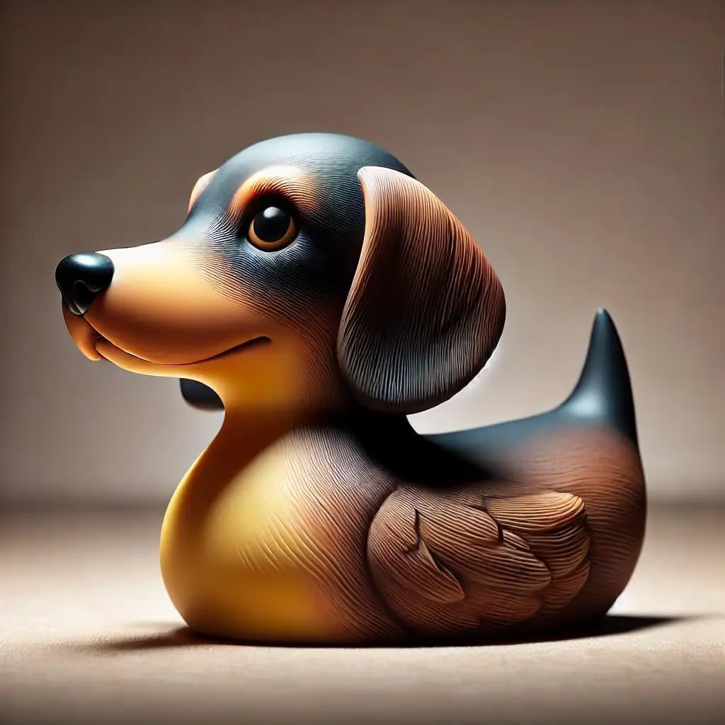 

Funny dog duck statue ornament cute duck home living room ornament