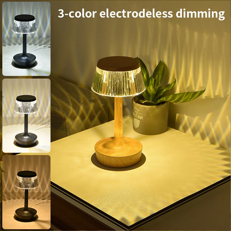 Lampe de Table Tactile de Luxe en Clip, Luminaire Décoratif d'Nik, Idéal pour un Bar, une Chambre à Coucher ou un Restaurant, Veilleuse à Trois Couleurs