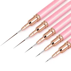 Pink Nail Art Brushes 4/8/12/20/25mm Fine Drawing Nail Liner Brush Painting Art Design Drawing Tool for Long Lines Thin Details