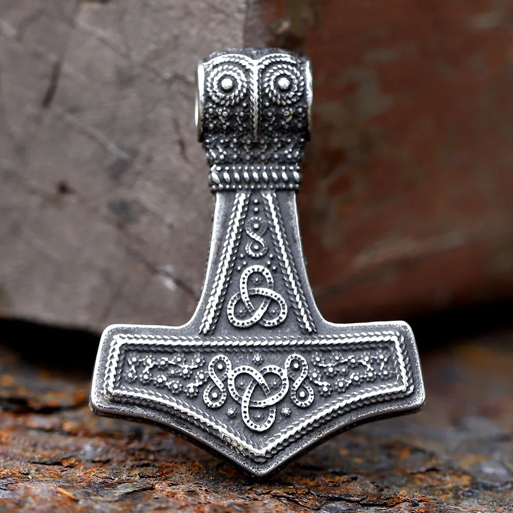 2024 New Fashion Viking Thor's Hammer Pendant Raven Pendant For Men 316L Stainless Steel Jewelry Gift