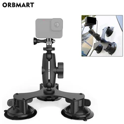 ORBMART for GoPro Hero 11 10 9 Tri-angle Suction Cup Shockproof Car Tripod Mount for DJI DSLR Insta360 Action Camera Accessories