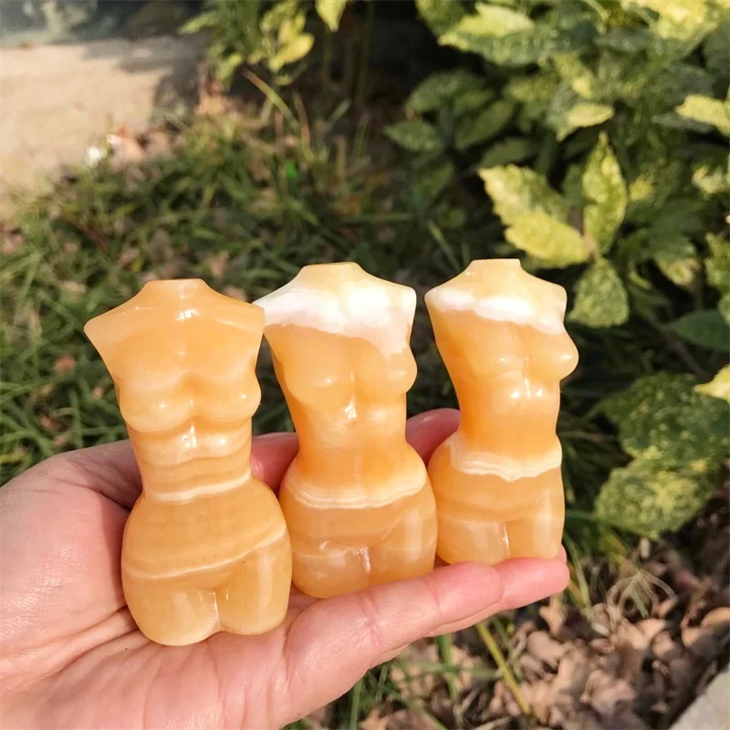 

Natural Yellow Calcite Lady Body Carving Handmade Crafts Polished Figurine Home Ornament Gift Reiki Stone 1pcs