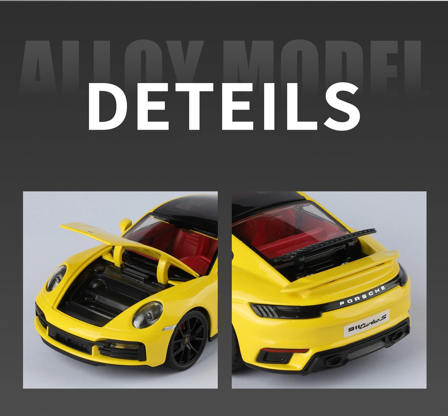 1:24 Porsche 911 992 Turbo S Legierung Sportwagen Modell Druckguss Metall Rennfahrzeug Auto Modell mit Simulation Sound und Licht Kinderspielzeug Geschenk – Detail 13