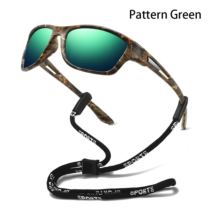Tarnfarben-Sonnenbrille mit Kette, Vintage-Stil für Angeln, Autofahren, Sport und Freizeit, Unisex-Laufbrille, Bergsteiger-Sportbrille – Detail 10