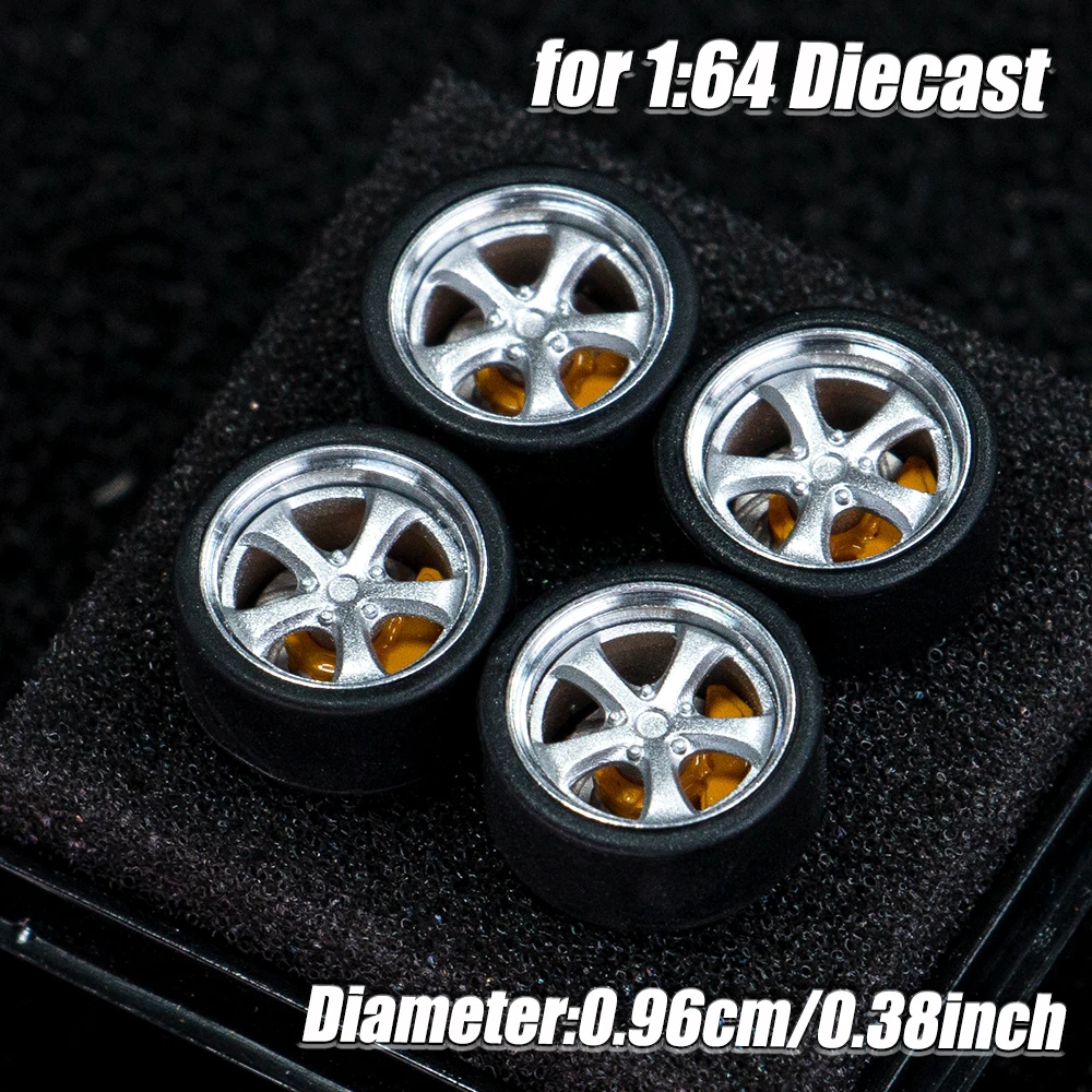 1:64 Maßstab Modellauto-Räder, 4 Stück 1 Set, 3D-gedruckte Harzfelgen mit Gummireifen für MINI GT Tomica JDM Auto-Upgrade – Detail 5