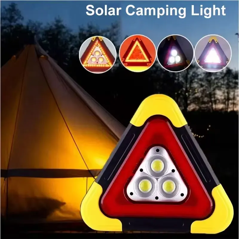 3 in 1 Solar Emergency Triangular Warning Light Safety Emergency Breakdown Alarm Lamp Portable Solar Light For Camping Workin