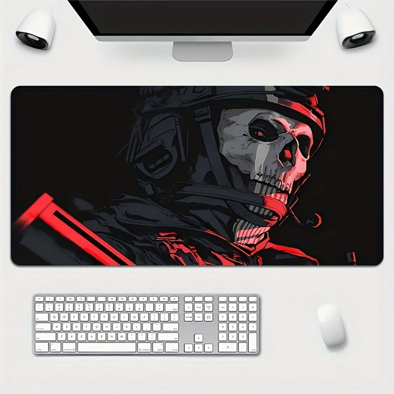 HD Printed Robot Warrior Skull Character Mouse Pad Durable Stitched Desktop Gaming Accessory for Computer Games Anime Style Mat