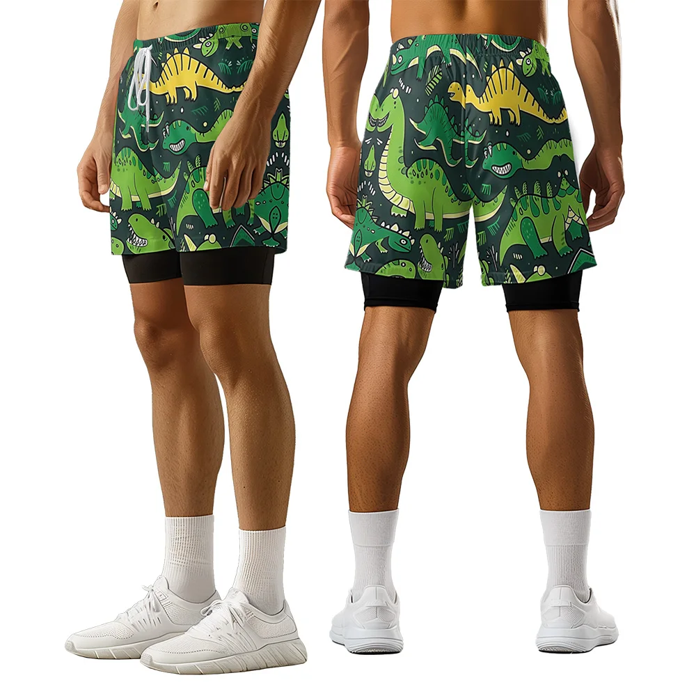 

Original summer cartoon dinosaur 3D Advanced print casual trend sports letters High Street skateboarding camouflage shorts