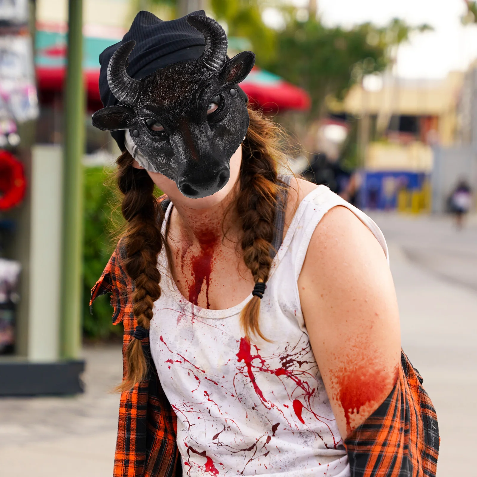 

Comfortable Breathable Bull Mask Animal Masks Halloween Masquerade Accessory Party Cosplay Stage Prop Half Face Costume Eyewear