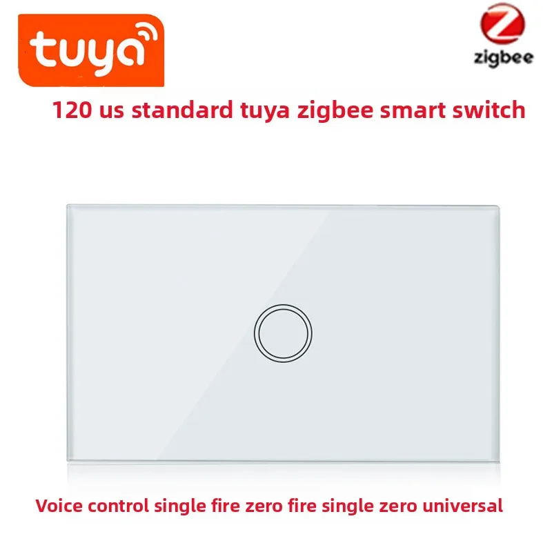 

Tuya Zigbee US Standard Smart Wall Touch Switch Amazon Alexa Google Home Remote voice control timed tempered glass panel