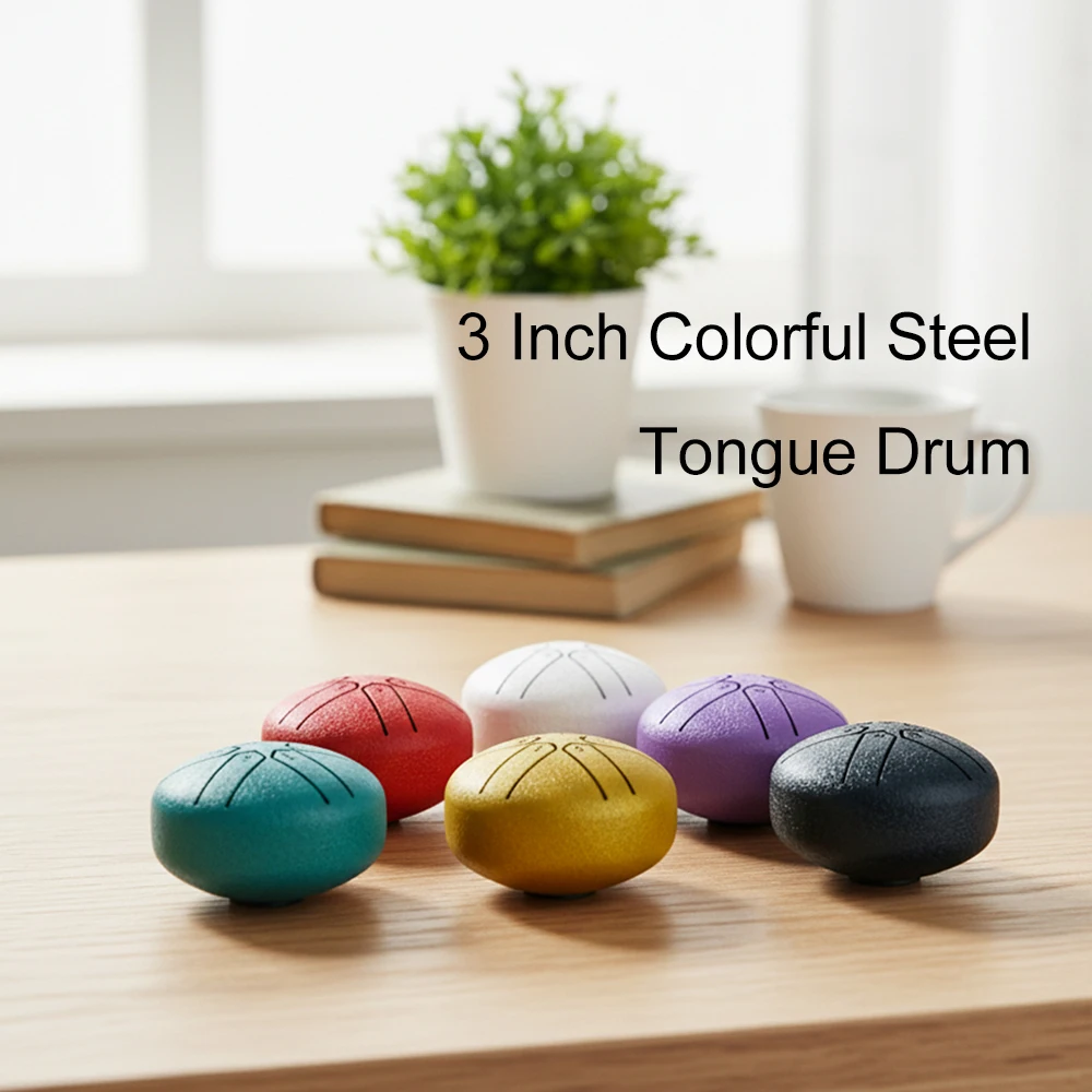 3 Inches Steel Tongue Drum 6 Notes Rain Chime Ethereal Hand Pan for Meditation Yoga Musical Education