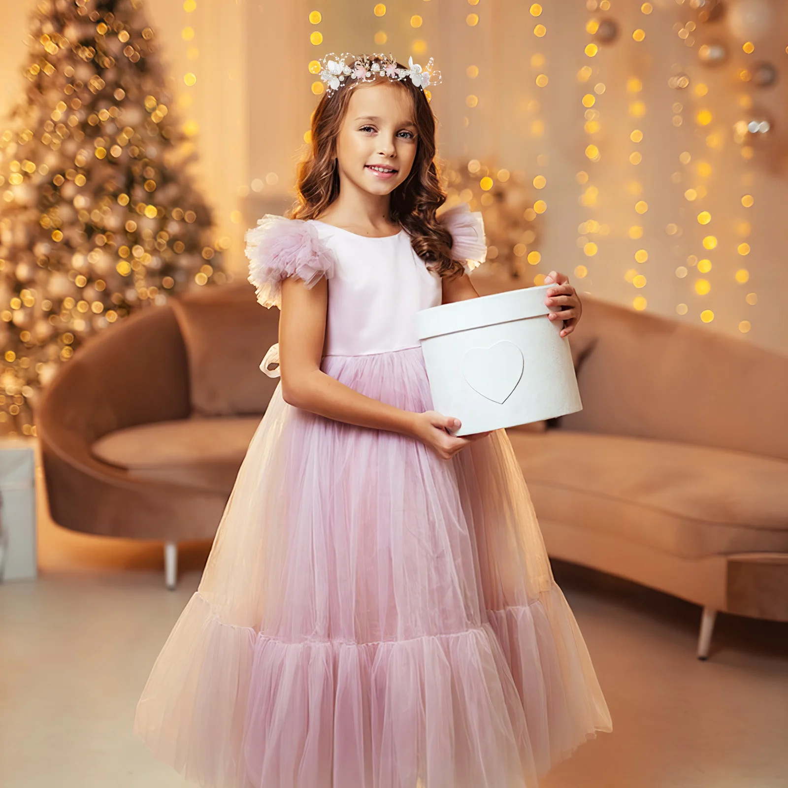 

Flower Girl Pearl Headband Floral Hairband Lightweight Wedding Hair Piece Party Accessory Flower Girl Hair Accessory