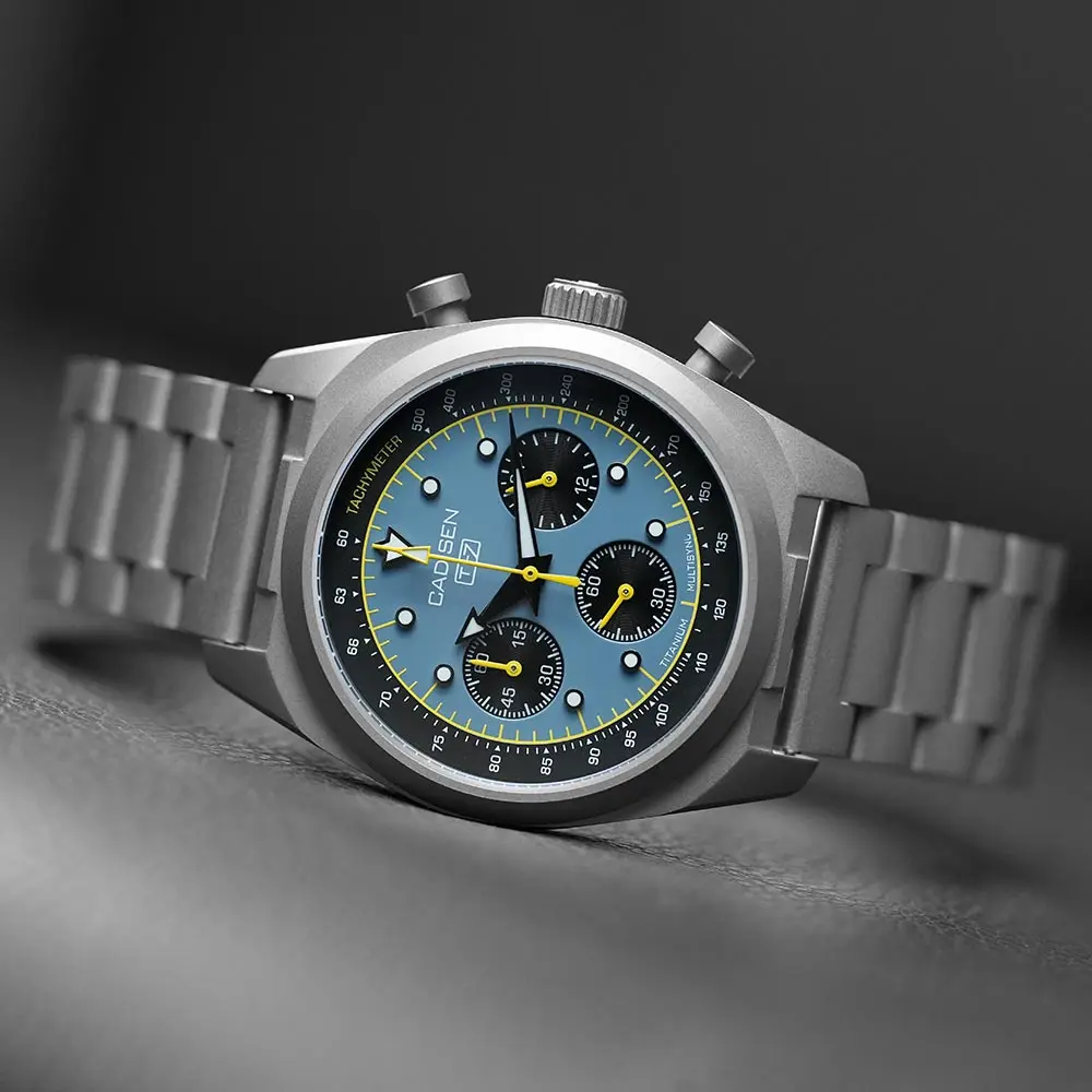 CADISEN TI-7 MULTISYNC Titanium Moon Mens Watches Quartz Chronograph Japan TMI VK63 Movement Sapphire 100M Waterproof Men Watch