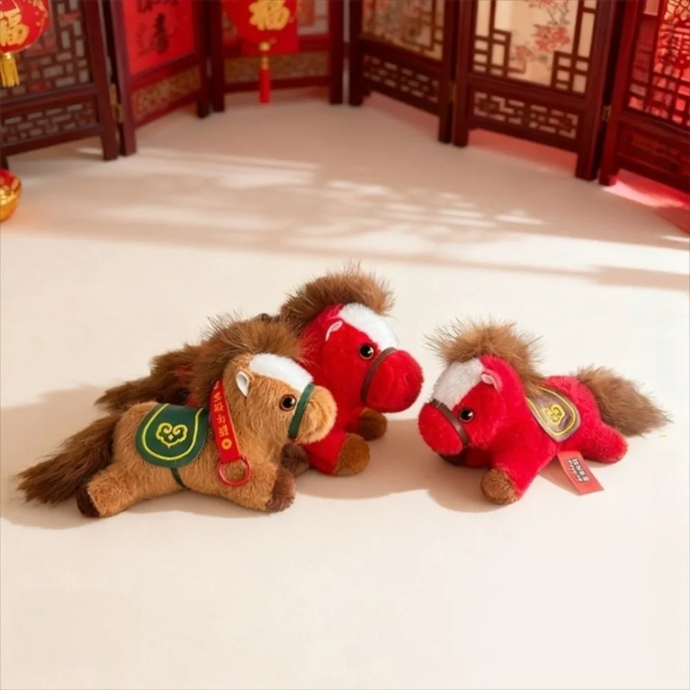 

Soft Stuffed Zodiac Horse Cute Vibrant Colors Plush Pony Doll Lying Prone Position Realistic Pony Lucky Mascot Chinese New Year