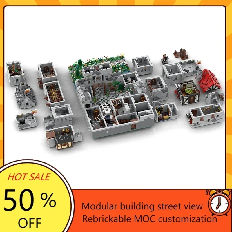 12323PCS The Highstone Fortress Medieval Castle Black Falcons Model Custom Puzzle  Children Birthday Toys Christmas Gift