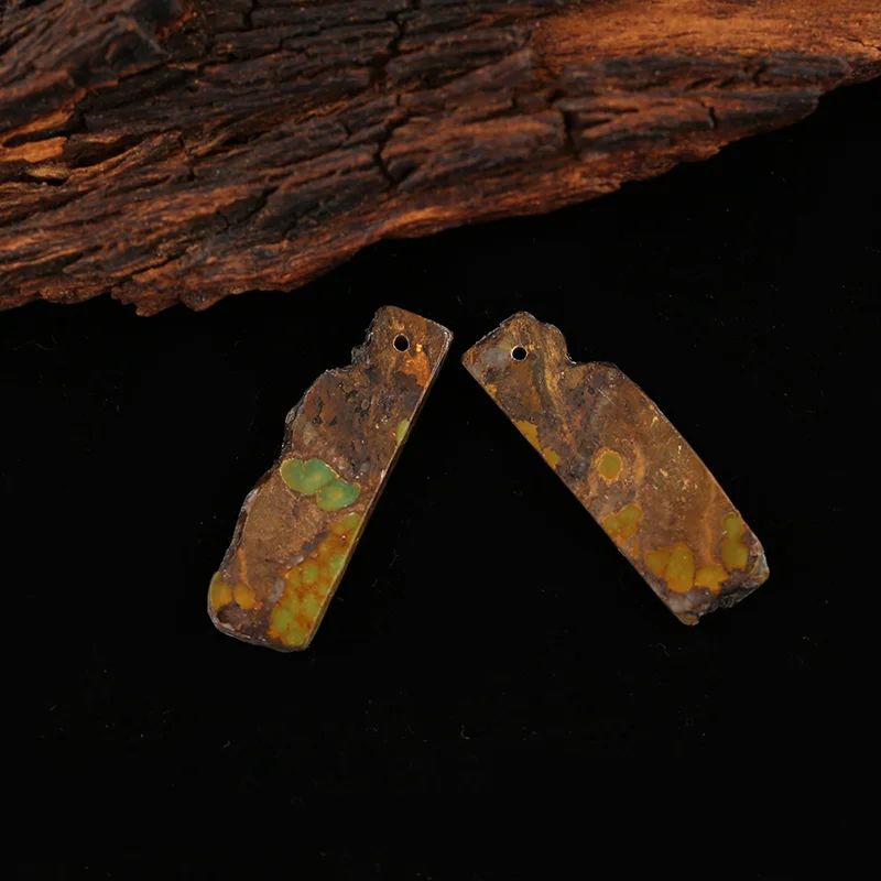 Natural Stone Nugget Turquoise Gemstone Earrings DIY Jewelry Making Women Earring Bead Accessories 37x16x3mm 6g