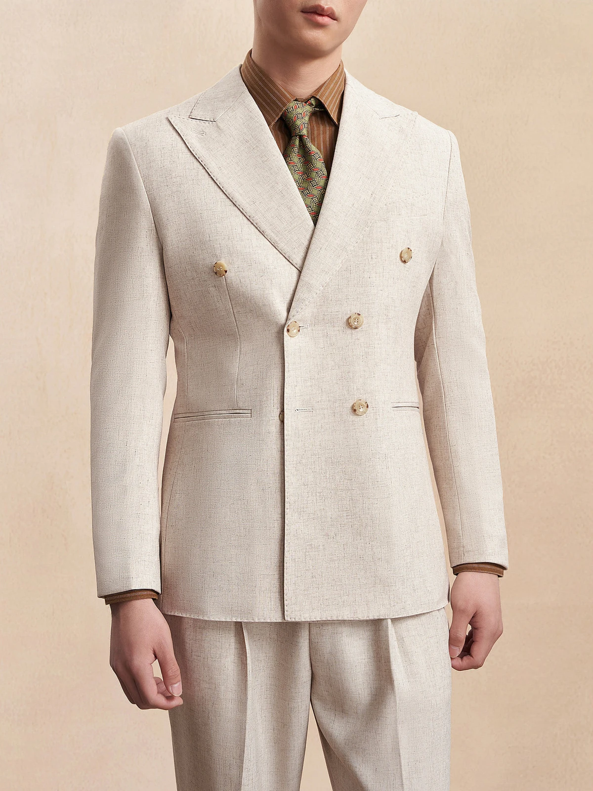 Men's 9% Linen Blazer Double Breasted Casual Sport Lightweight Breathable Suit Jacket for Spring Summer Business Wedding Blazer