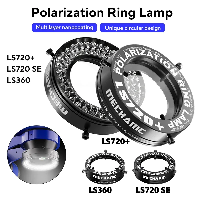 

MECHANIC LS720+SE LS360 Microscope Ring Light Polarized Ring Lamp Eliminates Reflection for Soldering Repair Stereo Microscopes