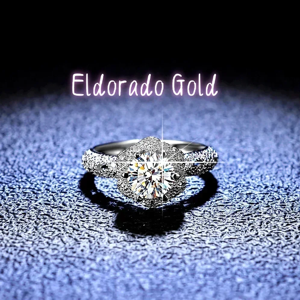 

Eldorado Gold Women's Luxury 18K White Gold Eternal Wedding Ring Real GRA VVS 1 Carat Moissanite Diamond Ring Fine Jewelry Brid