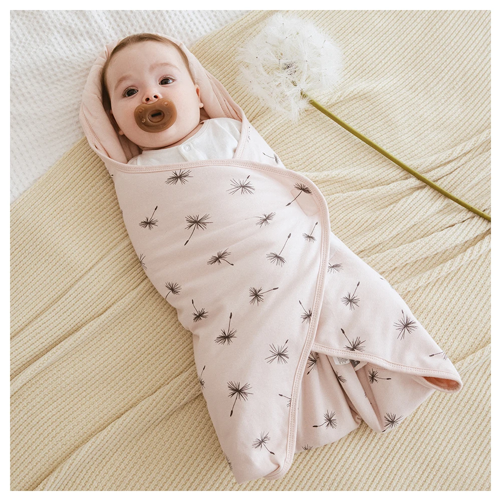 0-3 Months Newborn Baby Swaddle Wrap Baby Cocoon Head Protective 100% Cotton Sweating Breathable Newborn Receiving Blankets