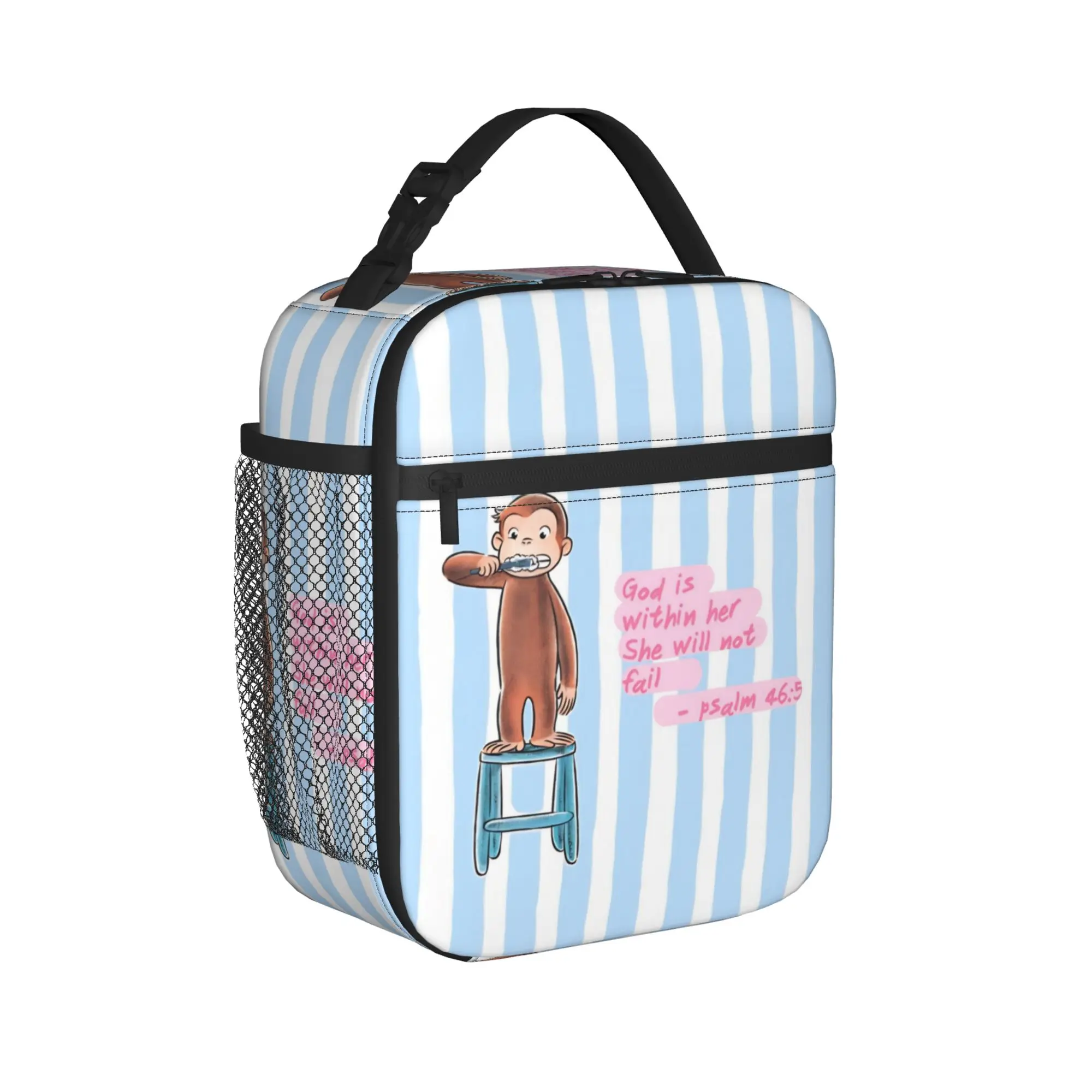 Curious George Cute Monkey Insulated Lunch Bag Thermal Bag Reusable,Meal Container  Large Tote Lunch Box Food Bag Office  Picnic