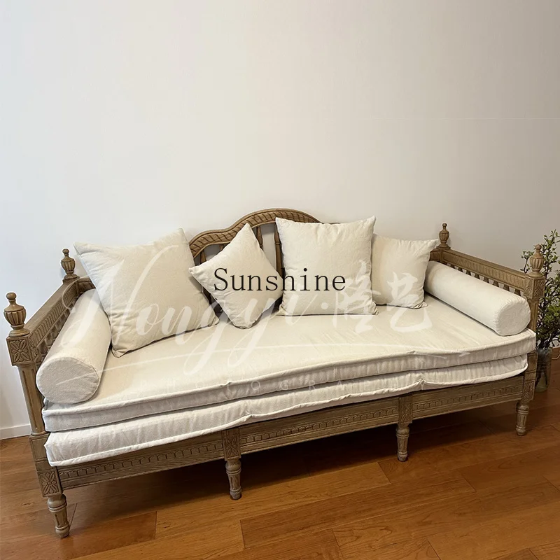 American high-end solid wood retro old three-person sofa, simple and small apartment, can be customized