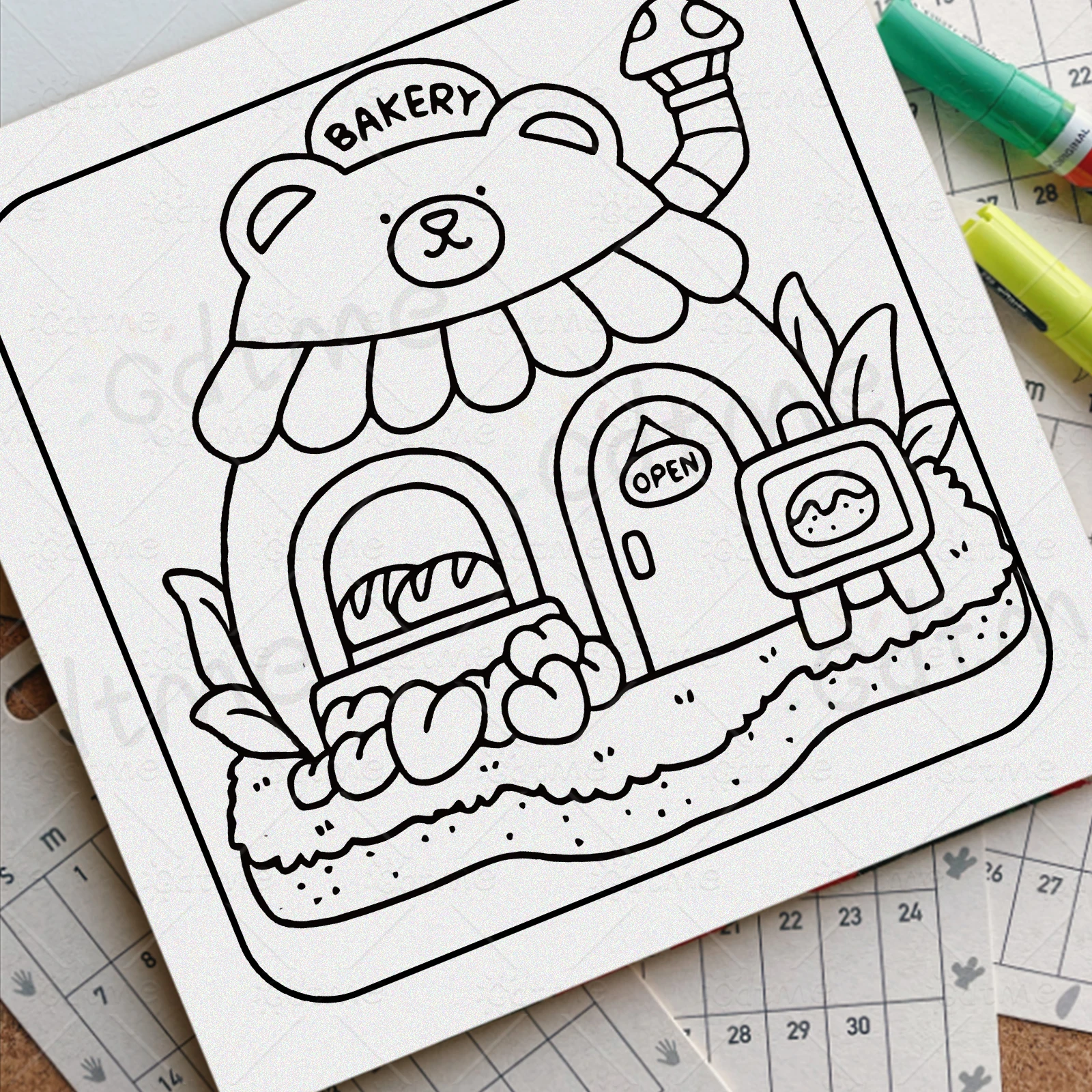 Sweet Little Town Malbuch mit kräftigen, einfachen Mustern für Erwachsene, süßes Zeichenbuch, perfektes Geschenk für Party und Geburtstag ﻿ – Detail 4
