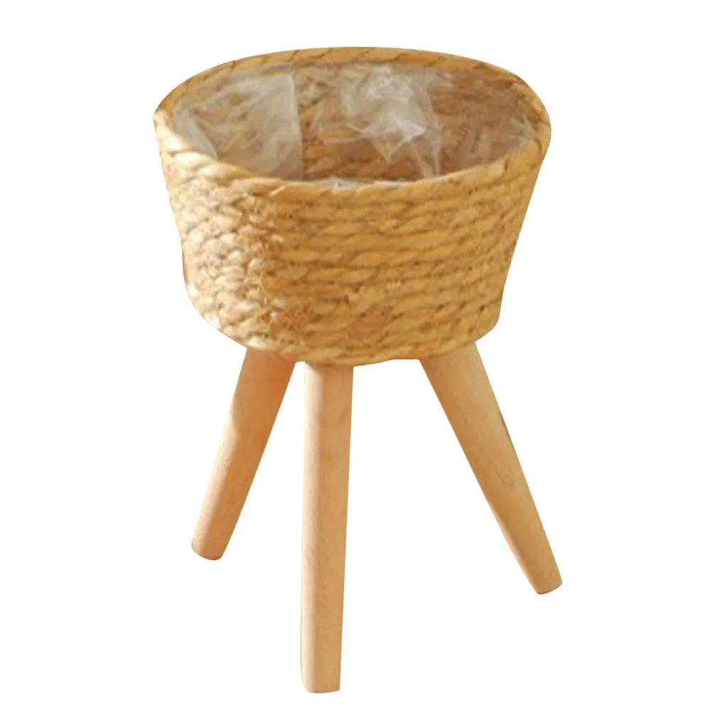 木製織り込みプランタースタンド-家庭用植木鉢バスケット-木製植木鉢容器-室内盆栽ホルダー-植物ラック