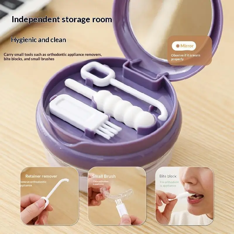 Leakproof Denture Aligner Storage Case Layer Design Portable Oral Retainer Box For Travel Daily Oral Care