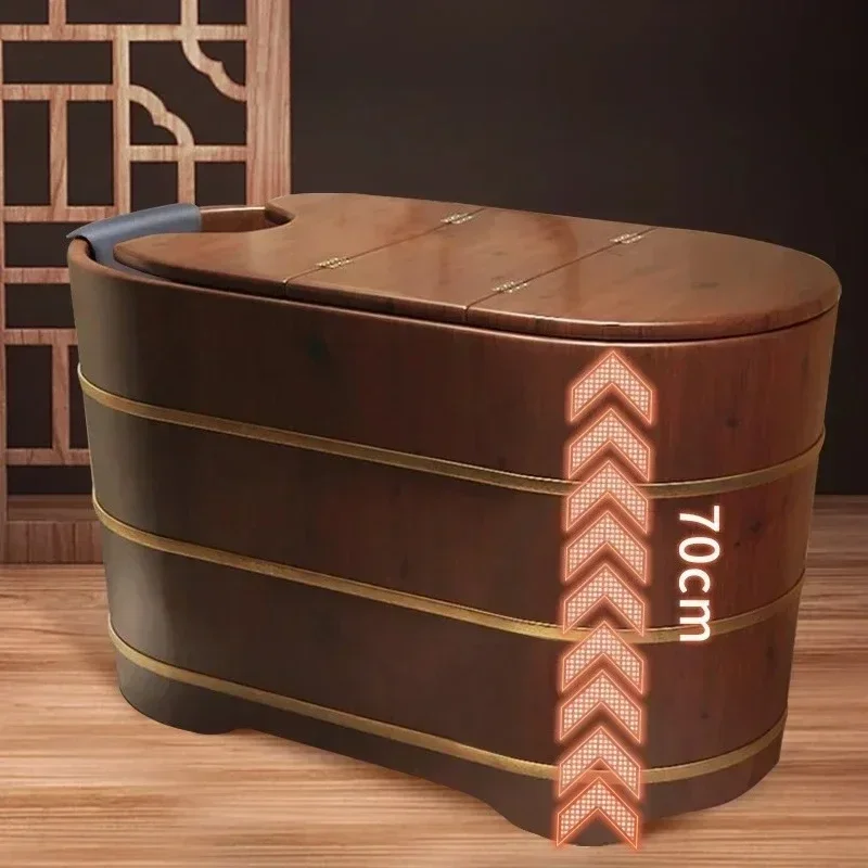 A  A17 Cypress Barrel Bath Solid Wood Bath Bucket Adult Home Use Heightened Bathtub Fumigation Dual-Use Adult   Barrel