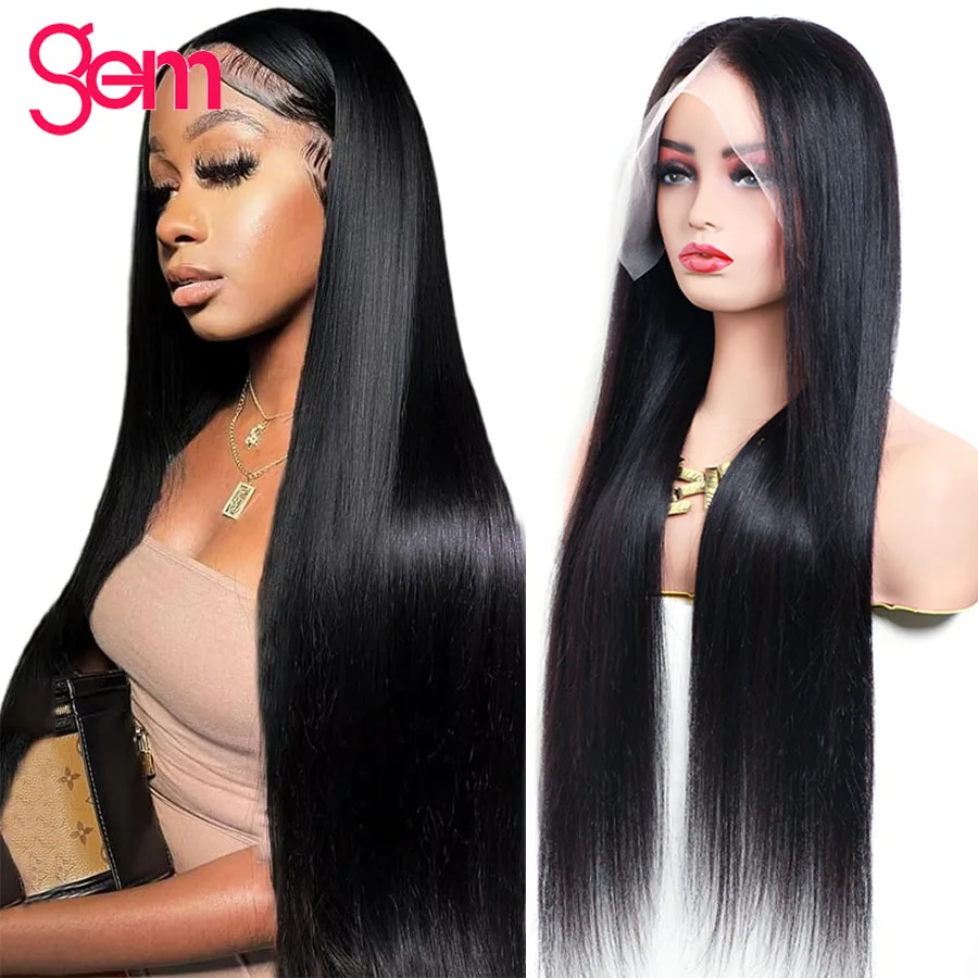 Straight Human Hair Wigs 13x4 HD Transparent Lace Frontal Wig 180 Density Brazilian Remy Wig 30 Inch Lace Front Wig Natural Hair