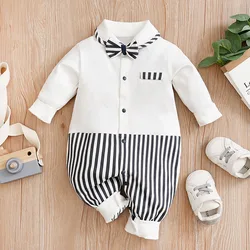 0-18m Baby Jumpsuit Party Gentlemanly Uniform Cotton Comfortable And Soft Spring And Autumn Long Sleeved Newborn Clothes