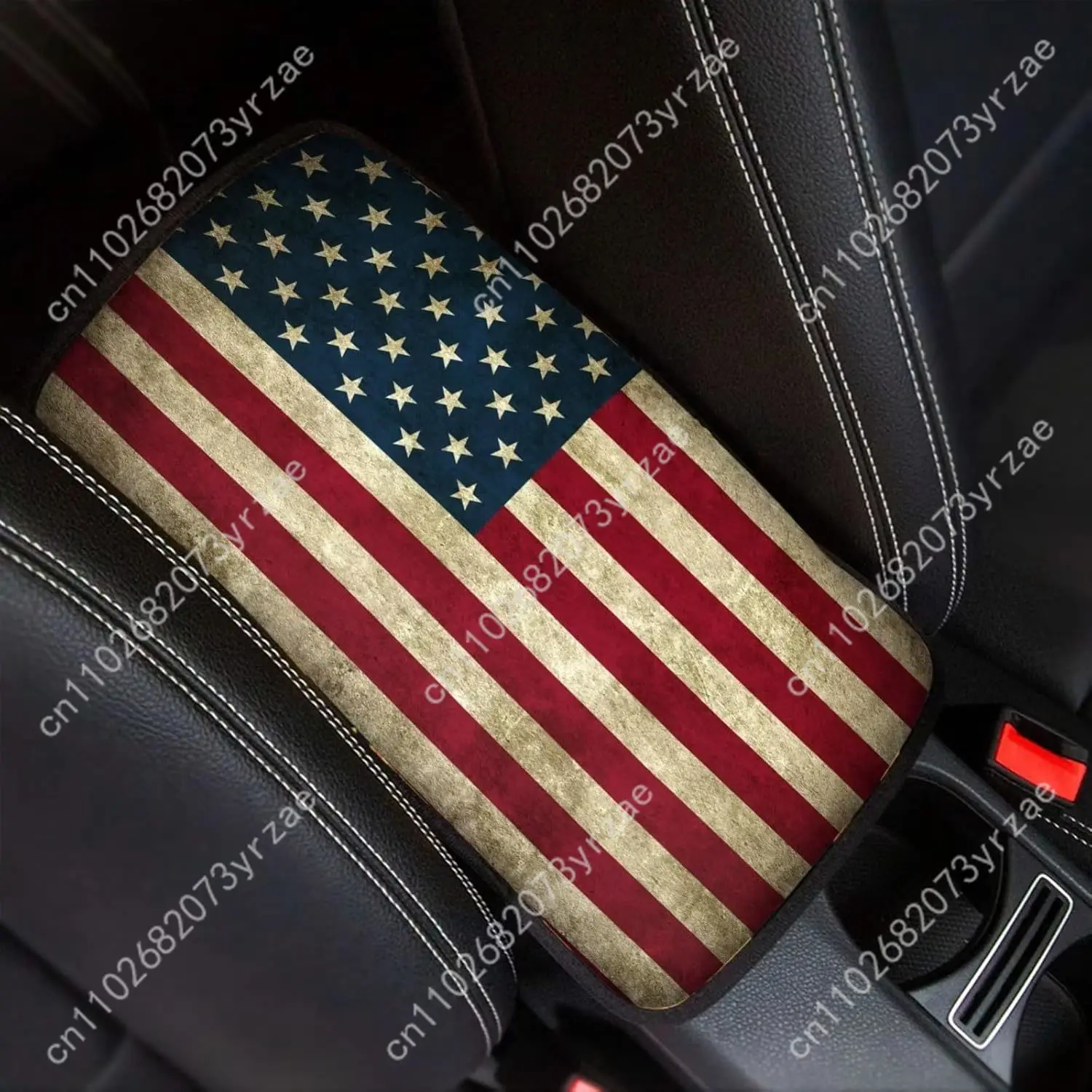 

American Flag Universal Car Armrest Cushion High Quality Non-Slip Car Armrest Cover Elastic Straps Car Interior Accessories