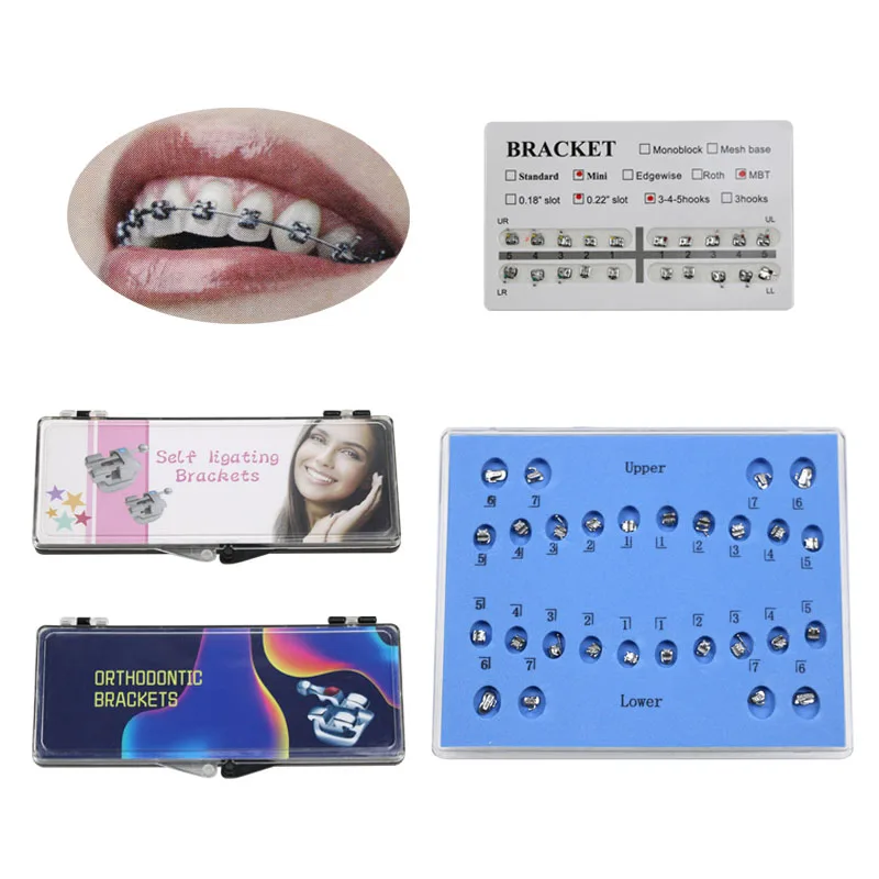 GREATLH Dental Metal Bracket Ortodontic Braces Brackets Mini MBT Slot 0.22 Hooks 3-4-5 Dentist Product Dental Materials