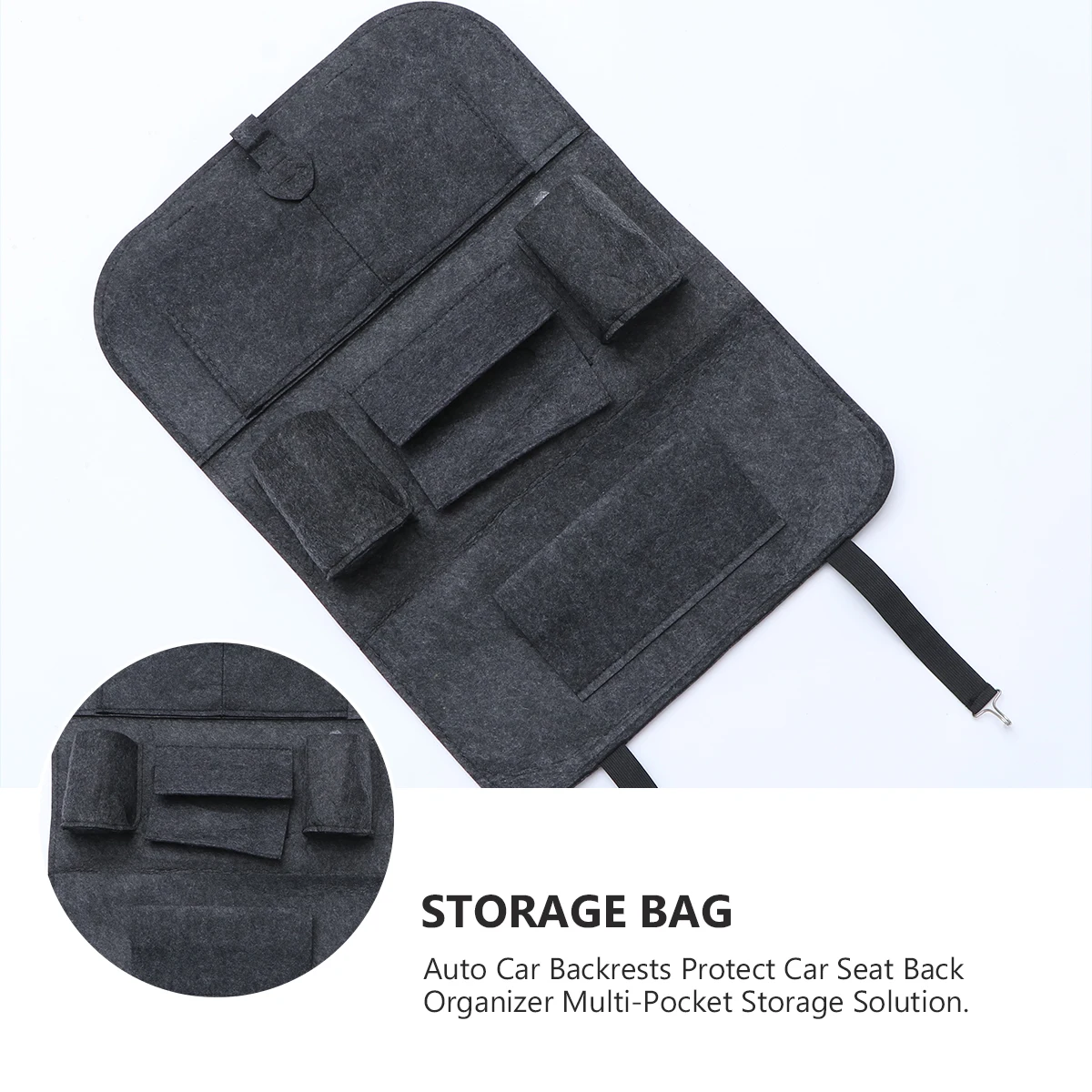 

Seat Back Organizer Multi-Pocket Storage For Phones Bottles Umbrella Foldable Car Backrest Protector Dark -Saving