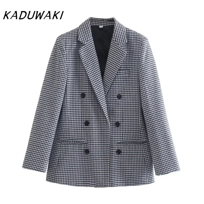 KADUWAKI-Blazer Cage à Oiseaux à Manches sulfet Col en V Classique, Manteau sur Mesure, Poches Polyvalentes, Mode Coréenne, Décontracté