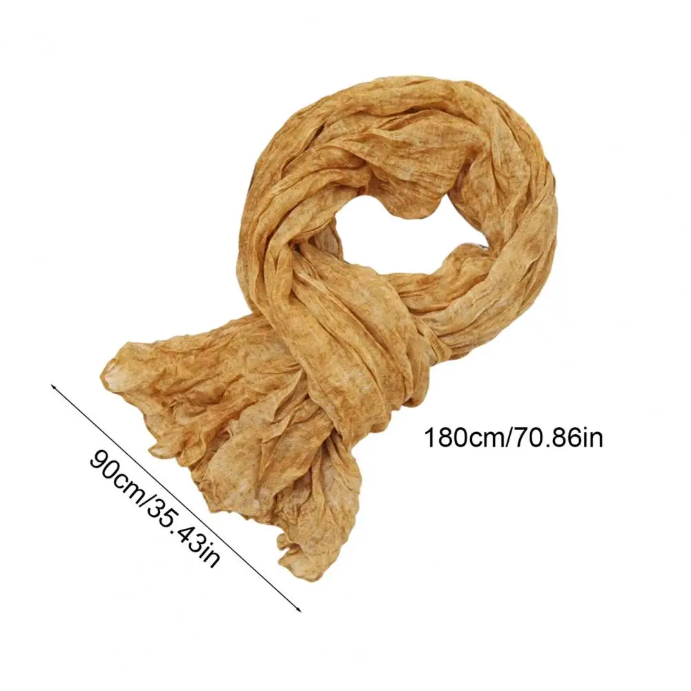 وشاح نسائي أنيق مطوي من القطن والكتان شال للنساء على الطراز القديم وشاح طويل بلون سادة متعدد الاستخدامات لأسلوب الراحة #6