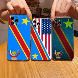 Democratic Republic Congo Flag Clear Phone Case For iPhone 15 14 11 12 13 Pro Max Mini X XS 8 7 Plus Cover Soft Transparent Case