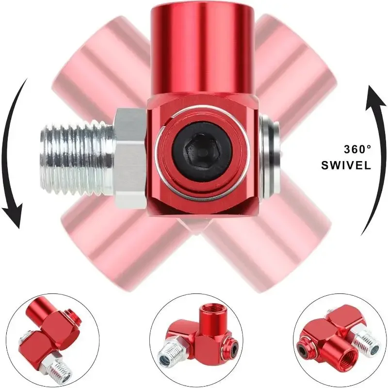 360 Universal Pneumatic Joint 2Pcs/Set Aluminium Swivel Air Hose Connector 14inch NPT 360 Degree Pneumatic Tool Fitting Adapter