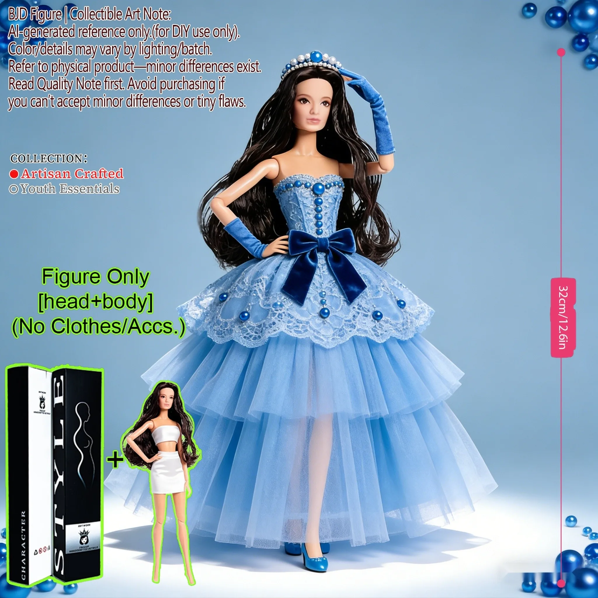 دمية BJD فائقة الجودة قابلة للتحريك بـ 12 مفصلًا، بطول 12.6 بوصة بمقياس 1/6، بجلد واقعي، الدمية فقط بدون ملابس